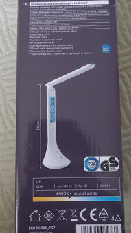 Aku stolní LED lampa s hodinami - bílá - 3
