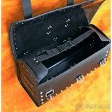 Kožený kufr - válec na chopper se zámkem/bez zámku - 3