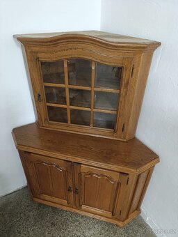 Rustikální příborník / rohová komoda + vitrína, masív - 3