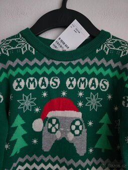 Zelený vánoční svetr H&M, 122/128 cm - 3