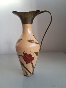 Váza mosazná.Ručně malovaná. - 3