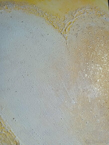 Ručně malovaný obraz Srdce, akrylové barvy, zlatá - 3