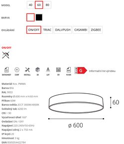 Stropní svítidlo, světlo MONO SLIM LED 60 W, přisazené - 3