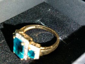 Zlaty damsky prsten Diamanty a topazy - 3