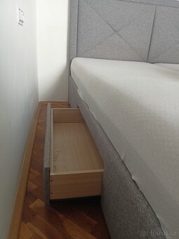 Postel s úložným prostorem XADRA, 180x200, šedý melír - 3