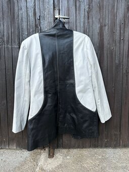 kožený kratší kabátek černobílá jemná kůže - 3