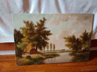 Krásný starý romantický obraz Holandský malíř W. Po d. - 3