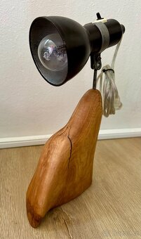 UPCYKL lampa bakelit na dřevě PRŮHLEDNÁ EL.ŠŇŮRA FUNKČNÍ - 3