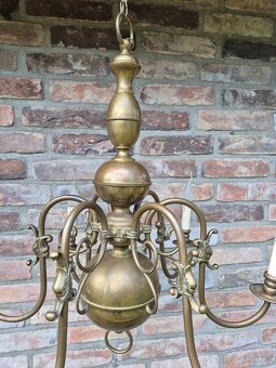zámecký vlámský mosazný lustr- funkční - 3