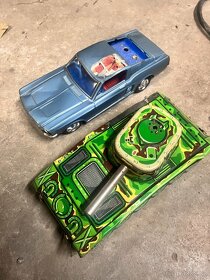 retro kovové hračky tank auto - 3