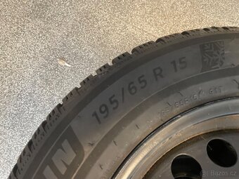 Plechové disky 6,5Jx15, 4x100 + zimní pneu 195/65 R15 - 3