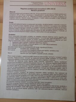Regulace podlahových konvertorů URK 230-02 - 3