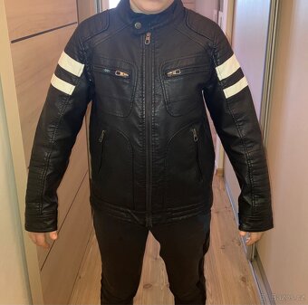 Krásná kožená chlapecká bunda vel. 152 - 3