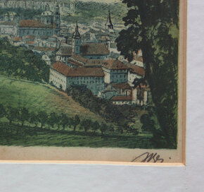 Josef Mayer (Meyer) 1895-1952, barevný lept 20x24 cm + rám - 3