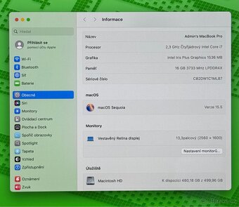 MacBook Pro 13” 2020/16GB RAM/Intel i7/512GB SSD/Záruka - 3