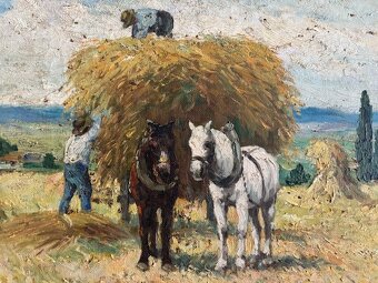 Obraz Jan Karel Janovský, Žně olej na plátně 55x65 - 3