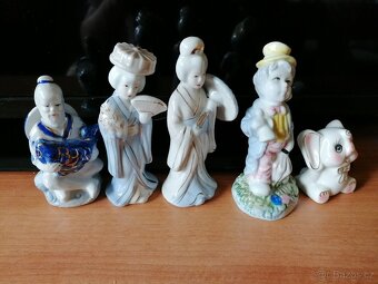 5x starožitné porcelánové československé keramické figurky - 3