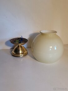 mosazná stropnice, lustr krémové otevřené stínidlo - 3