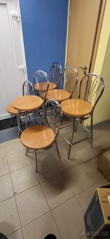 Barové židle chrom-třešeń - 3