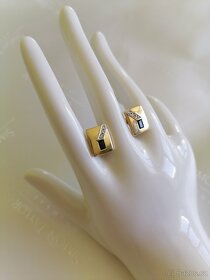 Zlaté náušnice s Diamanty a safíry - 3