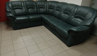 Kožená rohová sedací souprava - TOP STAV, jak NOVÁ - 3