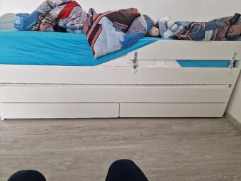 SLÄKT Lůžko, bílá, 90x200 cm, SLÄKT Rám, 2xLURÖY rošt, - 3
