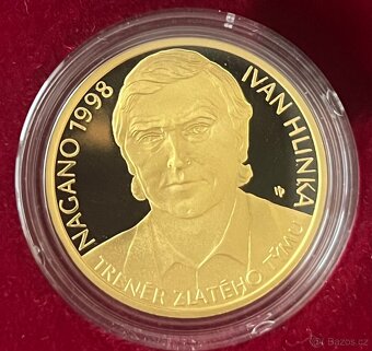 Zlato/ zlatá mince Nagano Ivan Hlinka Proof - 3
