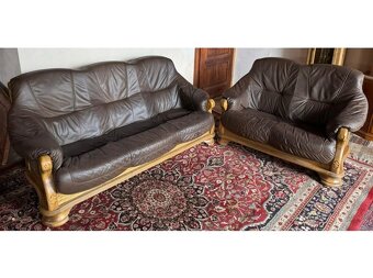 Dubová rustikální kožená sedačka, 3788 - 3