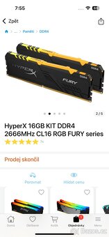 HyperX Fury RGB DDR4 16gb (2x8gb) 2666mhz - 3