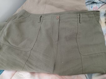 Dámské 3/4 kalhoty ze lnu, khaki, pas 96 cm - 3