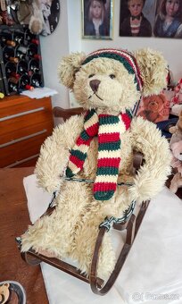 Retro plyšový medvídek na saních - 3