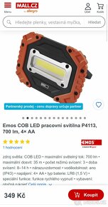 Emos COB LED pracovní svítilna P4113, 700 lm, 4× AA - 3