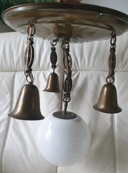 Starožitný lustr mosaz / stropnice / kalíšky koule - 3