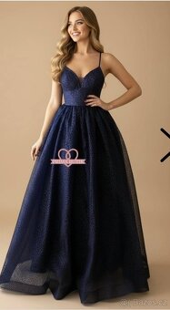 Tmavě modré maturitní plesové šaty S - 3
