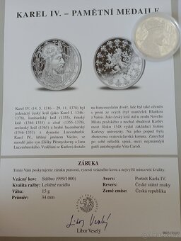 Stříbrná medaile Karel IV. - 3