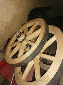 Ručně vyrobena trakařová kola, dřevěné s ocelí - 3