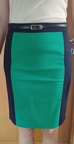 Přiléhavá sukně s opaskem modro-zelená - 3