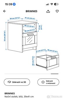 IKEA BRIMNES Noční stolek 2x - 3