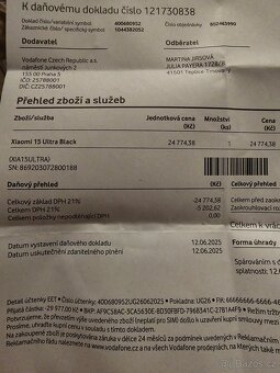 Xiaomi 15 ultra 512gb Vodafone záruka 12.6.2027 - 3
