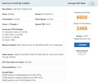 Intel Core i3-9100 4C/4T - 3