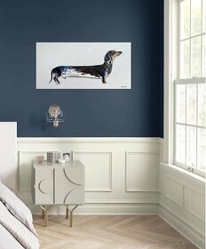 Obraz olejomalba na plátně pes jezevčík, 40x80 cm - 3