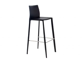 Designová barová židle - černá ekokůže 2ks - 3