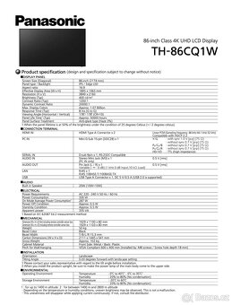 Display panel Panasonic TH‑86CQ1W 217 cm - 3