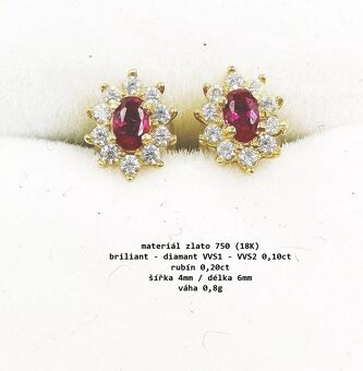 Zlaté náušnice s diamanty / brilianty NOVÉ - 3