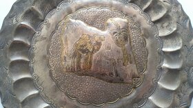 Starý kovový talíř na zeď - Lybia - velbloud - poušť - 3