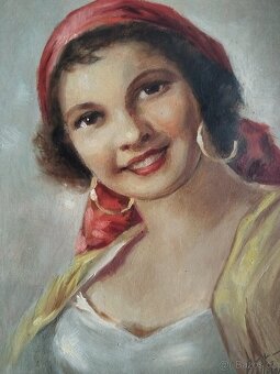 obraz CIGÁNKA III. /dívka, portrét/, olej, František Votruba - 3