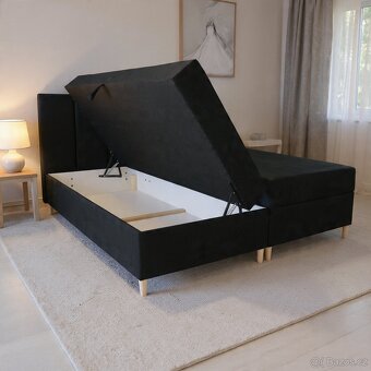čalouněnou postel s úložným prostorem 180×200 černá - 3