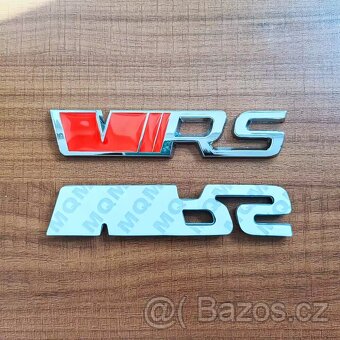 ŠKODA RS – černé a stříbrné vRS znaky (přední + zadní) - 3
