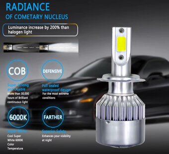 Prodám 2 ks autožárovek Led H7 C6 do světlometů - 3