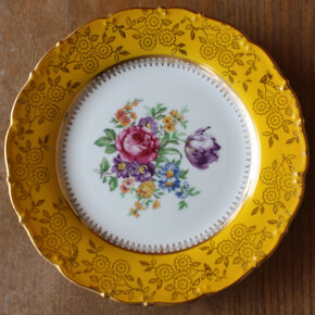 Talíř2 sběratelský, porcelán, motiv květiny - 3
